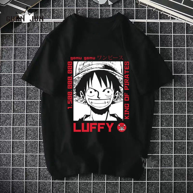 ONE PIECE Pirate King Luffy Fourth Grade Printed T-shirt Thin Top Short Sleeve Anime Tshirt