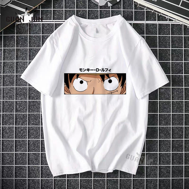 ONE PIECE Pirate King Luffy Fourth Grade Printed T-shirt Thin Top Short Sleeve Anime Tshirt