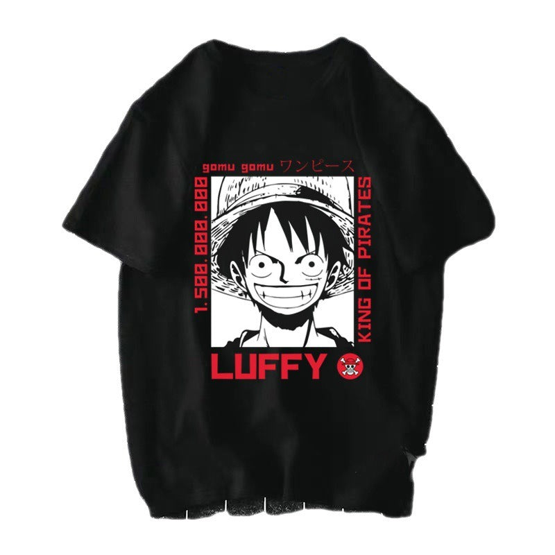 ONE PIECE Pirate King Luffy Fourth Grade Printed T-shirt Thin Top Short Sleeve Anime Tshirt