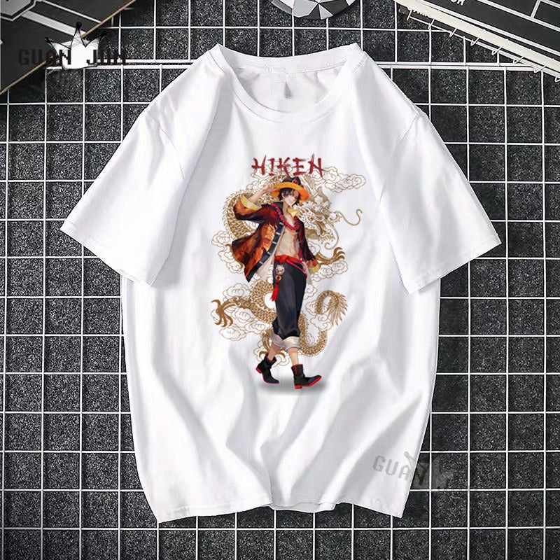 ONE PIECE Pirate King Luffy Fourth Grade Printed T-shirt Thin Top Short Sleeve Anime Tshirt