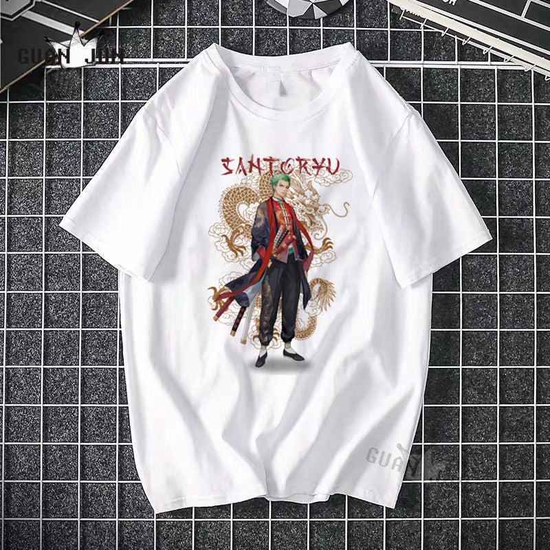 ONE PIECE Pirate King Luffy Fourth Grade Printed T-shirt Thin Top Short Sleeve Anime Tshirt