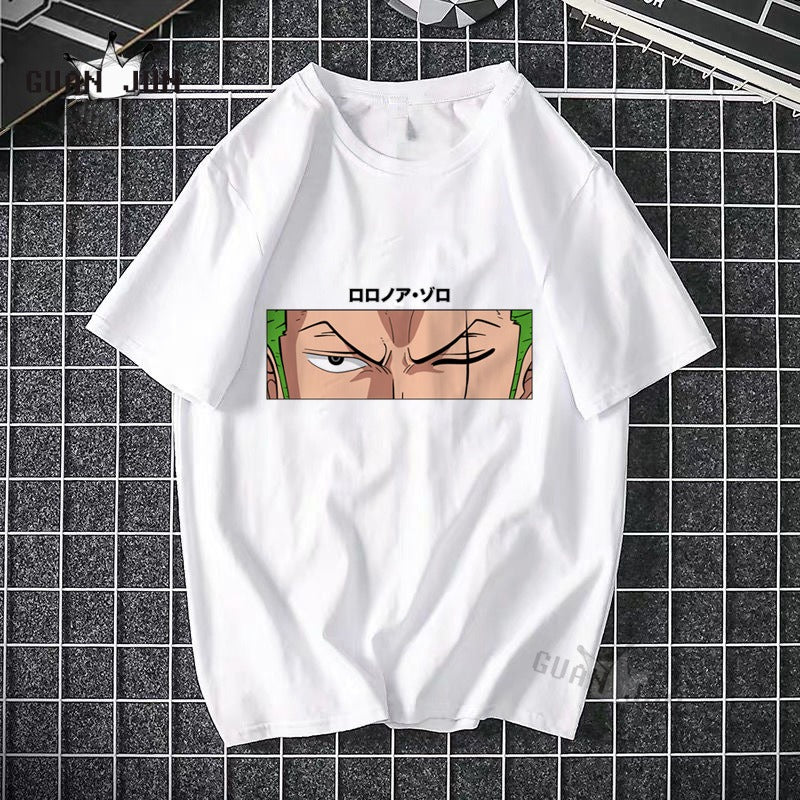 ONE PIECE Pirate King Luffy Fourth Grade Printed T-shirt Thin Top Short Sleeve Anime Tshirt