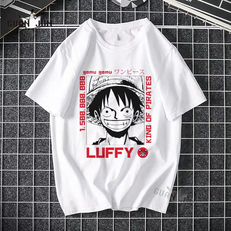 ONE PIECE Pirate King Luffy Fourth Grade Printed T-shirt Thin Top Short Sleeve Anime Tshirt