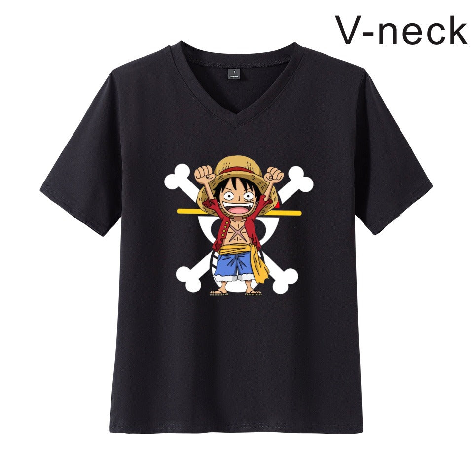 ONE PIECE Pirate King Luffy Fourth Grade Printed T-shirt Thin Top Short Sleeve Anime Tshirt